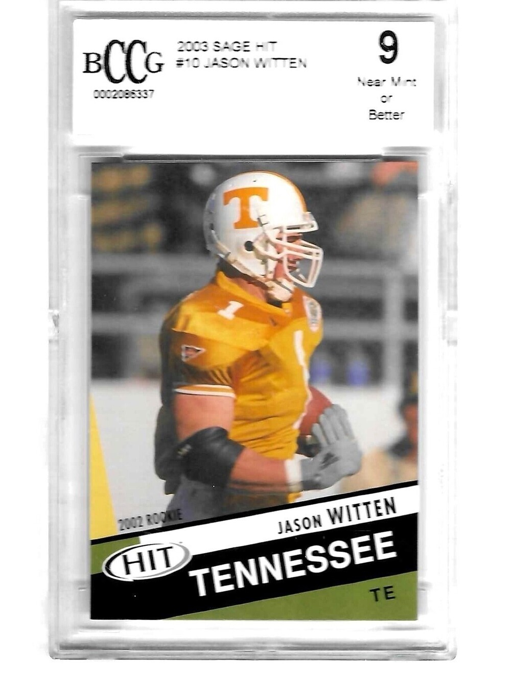 2003 Jason Witten SAGE HIT #10 RC Rookie BCCG 9 Future HOF Tennessee Volunteers